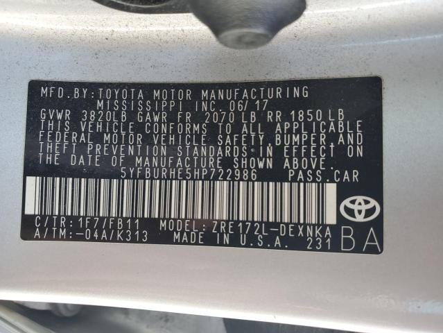 2017 TOYOTA COROLLA L - 5YFBURHE5HP722986