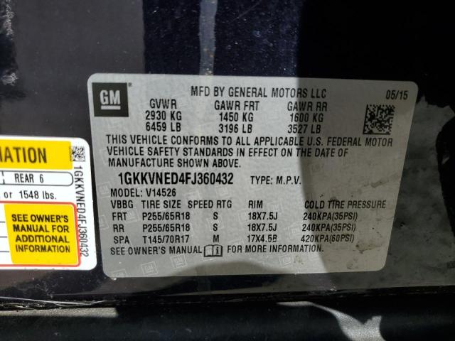 VIN 1GKKVNED4FJ360432 2015 GMC Acadia, Sle no.13