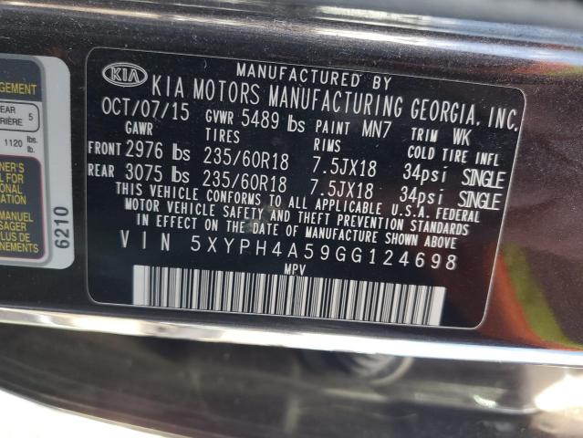 VIN 5XYPH4A59GG124698 2016 KIA Sorento, EX no.13