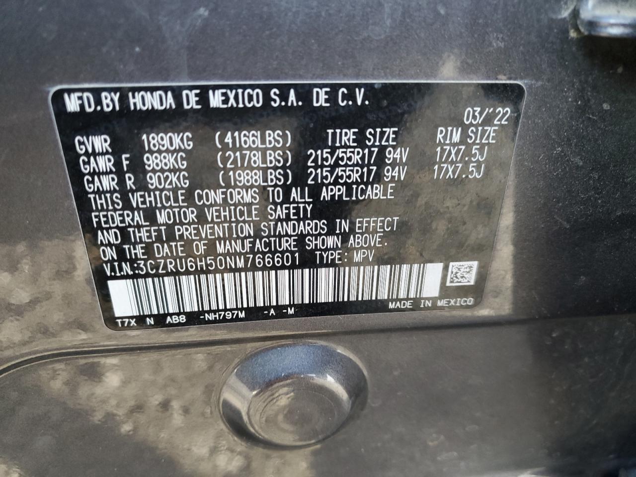 Lot #2948412911 2022 HONDA HR-V EX