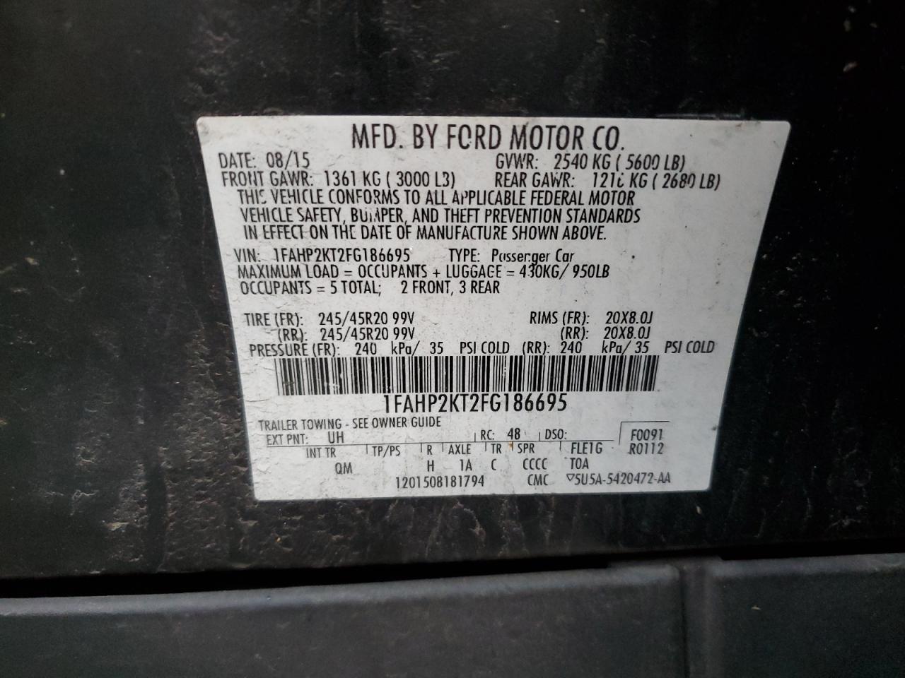 Lot #2989045585 2015 FORD TAURUS SHO