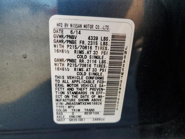 VIN JN8AS5MTXEW618824 2014 Nissan Rogue, S no.13