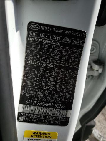 2017 LAND ROVER RANGE ROVE - SALVP2BG4HH190785