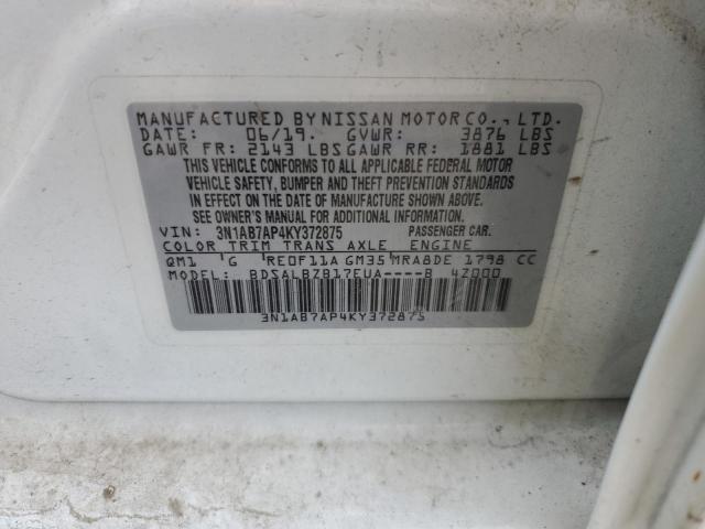 2019 NISSAN SENTRA S - 3N1AB7AP4KY372875