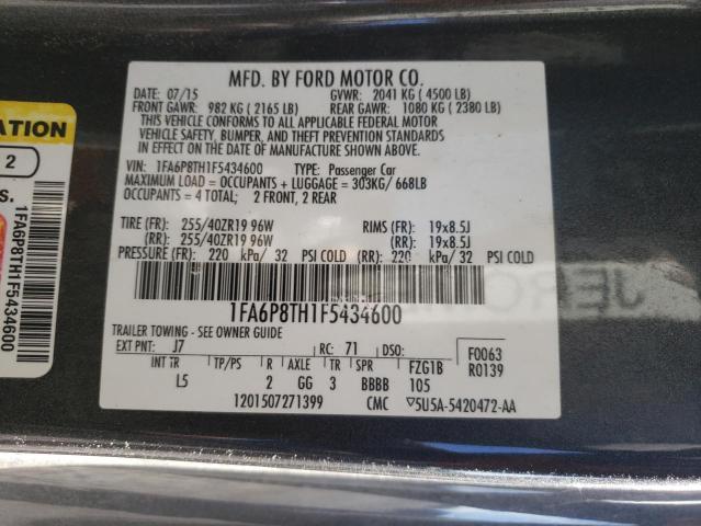 VIN 1FA6P8TH1F5434600 2015 Ford Mustang no.12