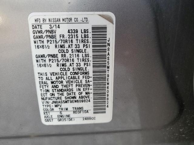 VIN JN8AS5MT9EW609824 2014 Nissan Rogue, S no.13