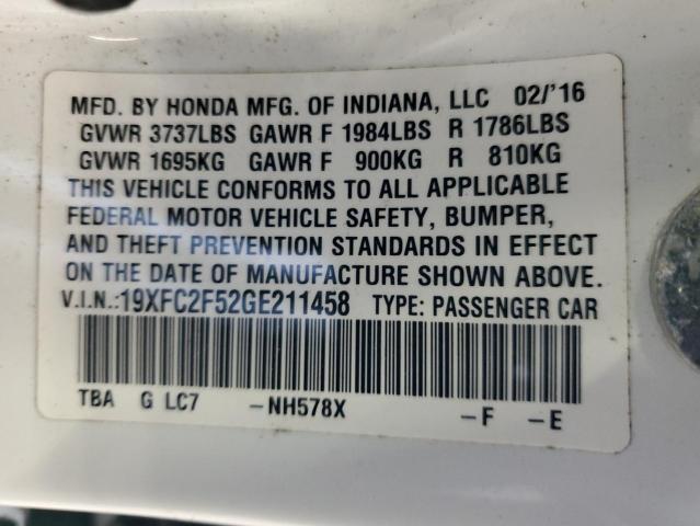 VIN 19XFC2F52GE211458 2016 Honda Civic, LX no.12