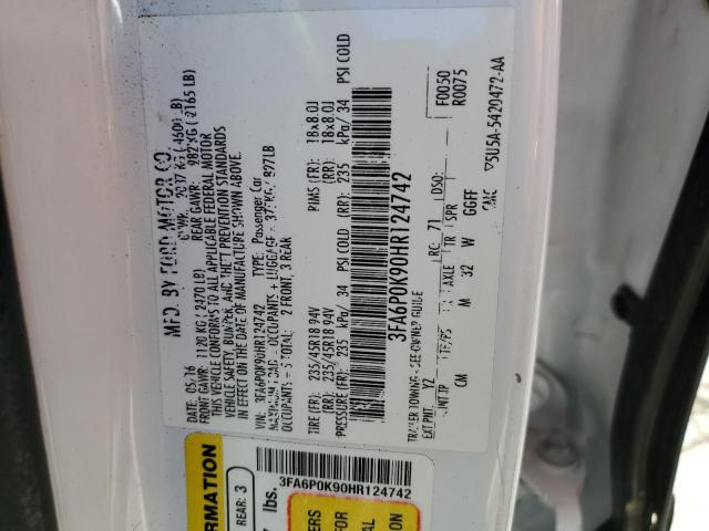 2017 FORD FUSION TIT - 3FA6P0K90HR124742