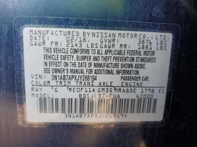 VIN 3N1AB7APXJY268194 2018 Nissan Sentra, S no.13