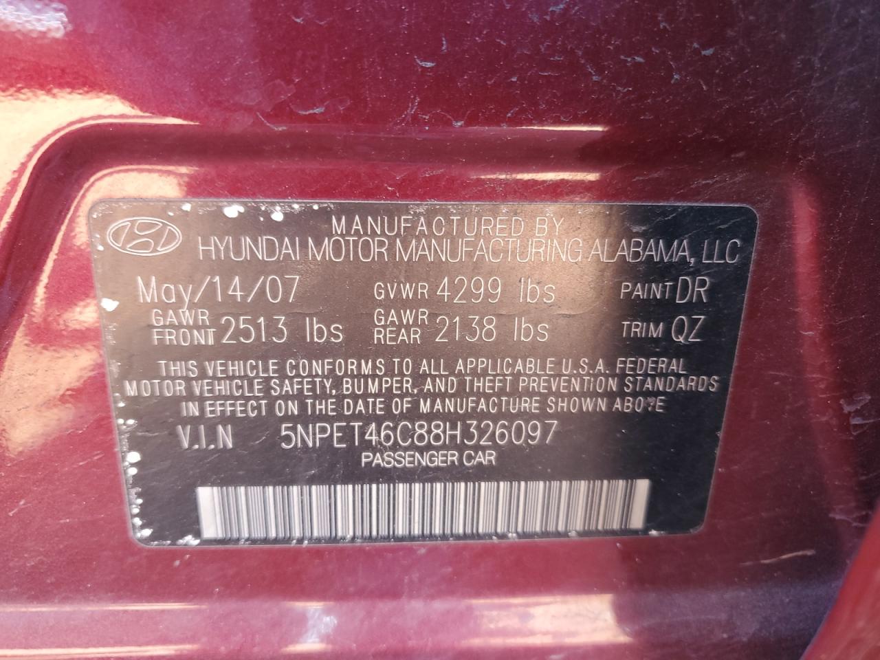 Lot #2945304497 2008 HYUNDAI SONATA GLS