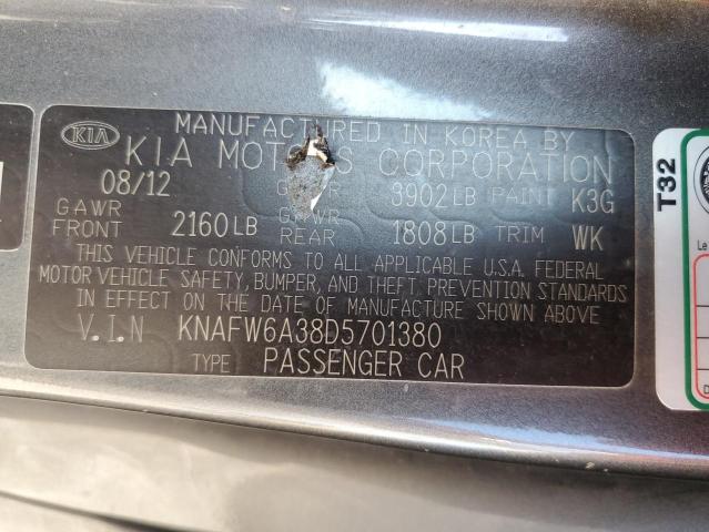 VIN KNAFW6A38D5701380 2013 KIA Forte, SX no.12