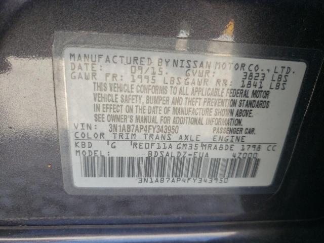 VIN 3N1AB7AP4FY343950 2015 Nissan Sentra, S no.12