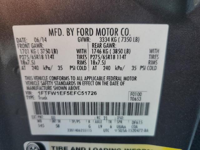 VIN 1FTFW1EF5EFC51726 2014 Ford F-150, Supercrew no.12