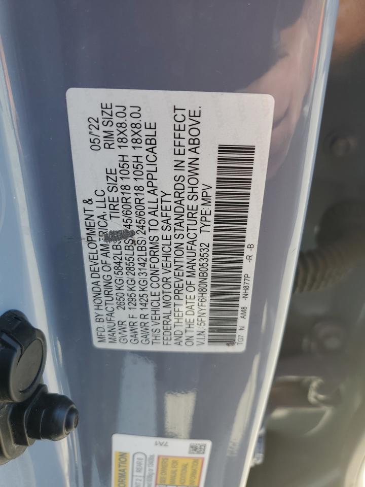 Lot #2921091475 2022 HONDA PILOT TRAI