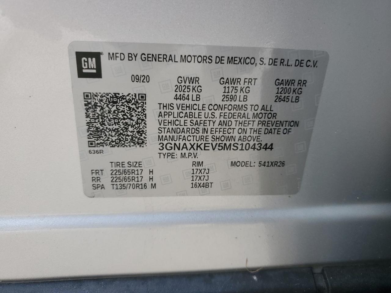 Lot #2998167267 2021 CHEVROLET EQUINOX LT