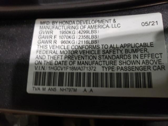 2021 HONDA ACCORD LX - 1HGCV1F18MA071372