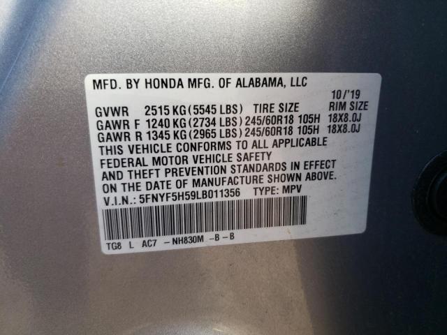 2020 HONDA PILOT EXL - 5FNYF5H59LB011356