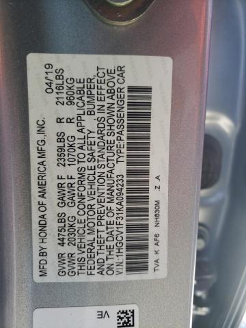 VIN 1HGCV1F31KA094233 2019 HONDA ACCORD no.13