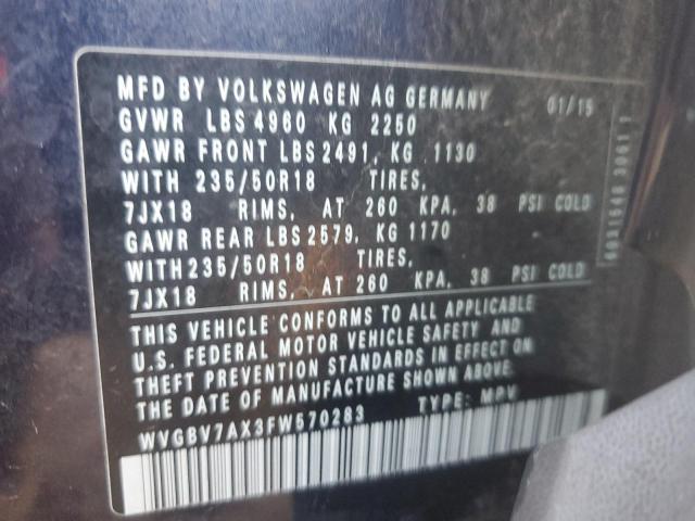 2015 VOLKSWAGEN TIGUAN S - WVGBV7AX3FW570283