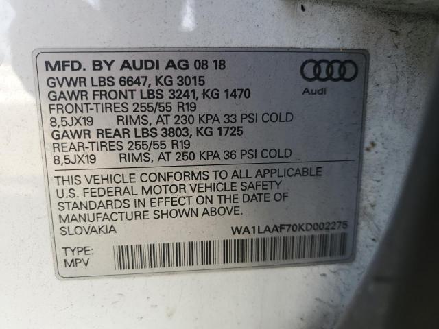 VIN WA1LAAF70KD002275 2019 Audi Q7, Premium Plus no.12