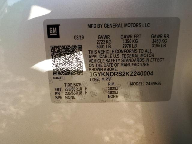 2019 CADILLAC XT5 LUXURY - 1GYKNDRS2KZ240004