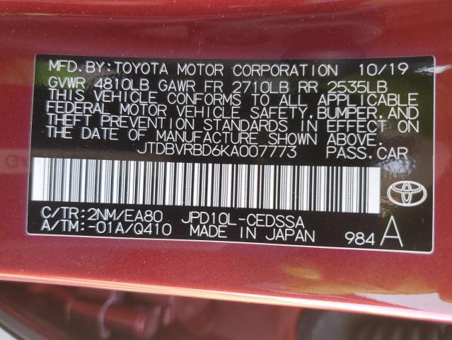 2019 TOYOTA MIRAI JTDBVRBD6KA007773