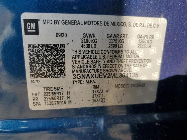 2021 CHEVROLET EQUINOX LT - 3GNAXUEV2ML304135