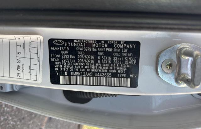 VIN KM8K12AA5LU443665 2020 Hyundai Kona, SE no.10