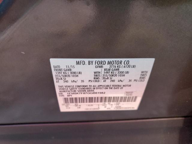 2016 FORD EXPLORER L - 1FM5K7F87GGB61982