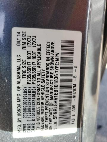 VIN 5FNRL5H61EB101836 2014 Honda Odyssey, Exl no.14