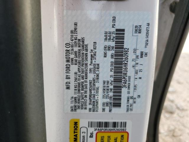 VIN 3FA6P0RU6HR260982 2017 Ford Fusion, Titanium Hev no.12