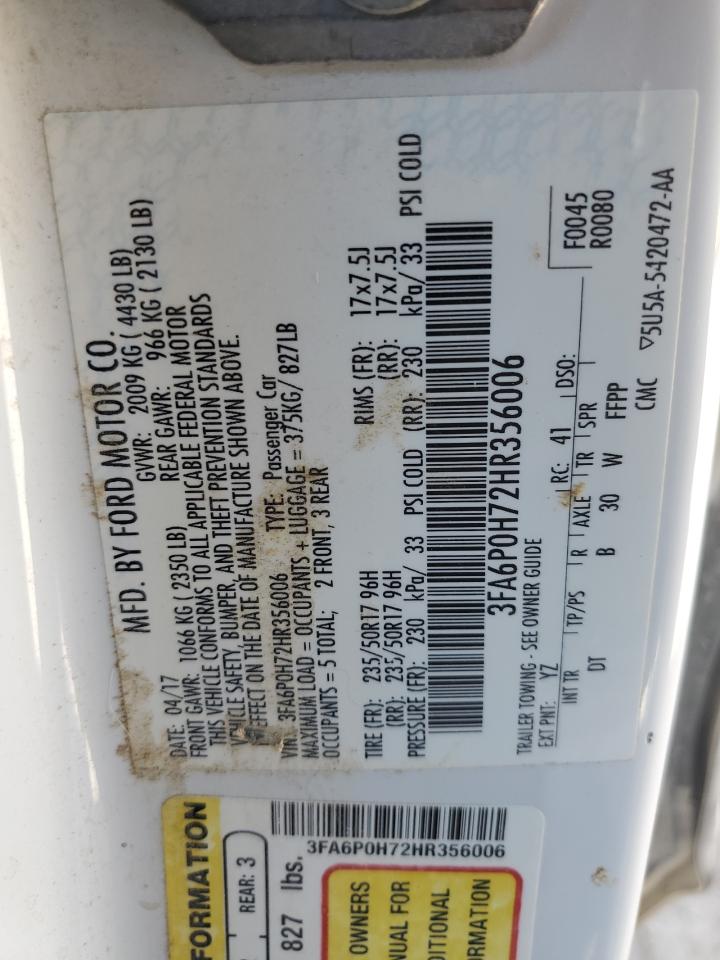 Lot #2955286506 2017 FORD FUSION SE