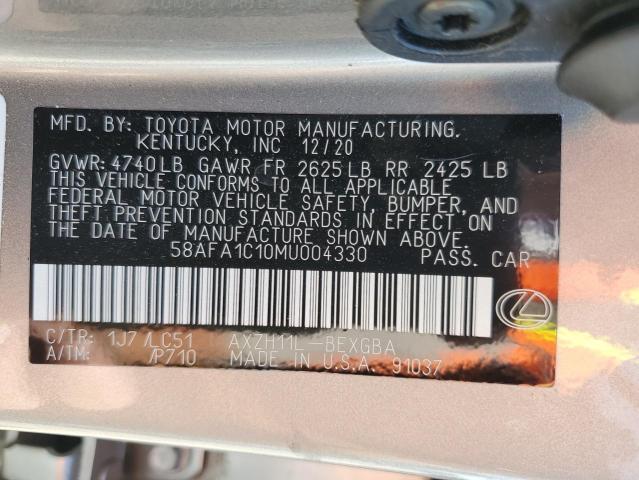 2021 LEXUS ES 300H UL 58AFA1C10MU004330