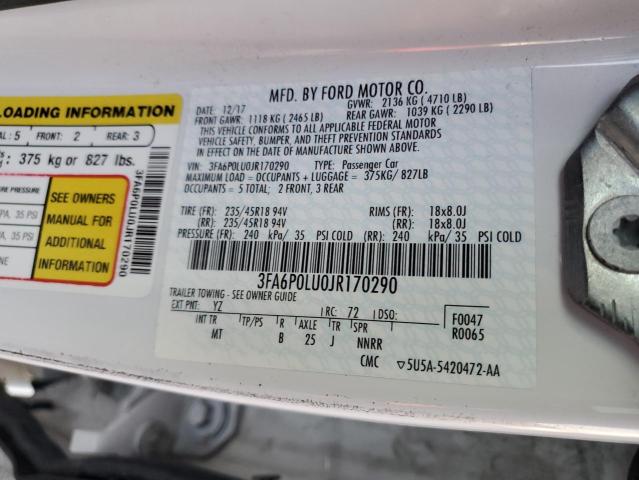 VIN 3FA6P0LU0JR170290 2018 Ford Fusion, Se Hybrid no.12