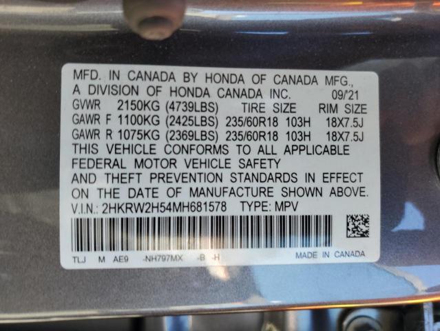 VIN 2HKRW2H54MH681578 2021 HONDA CRV no.13