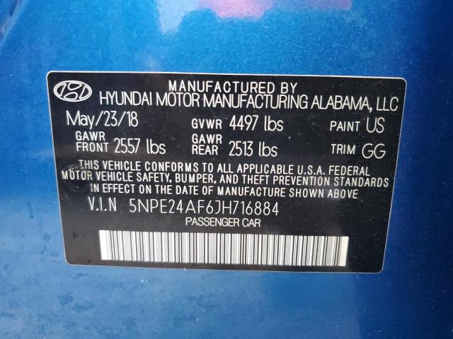 VIN 5NPE24AF6JH716884 2018 Hyundai Sonata, SE no.13