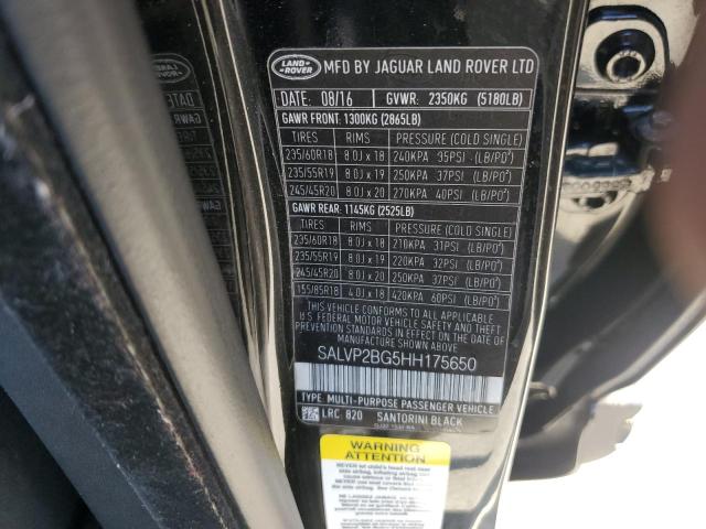 2017 LAND ROVER RANGE ROVE - SALVP2BG5HH175650