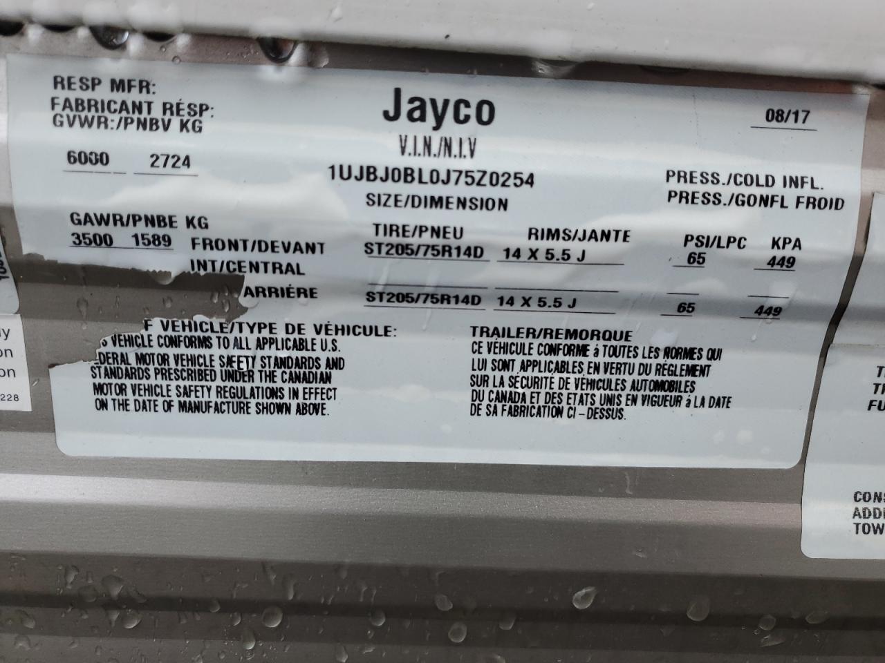 Lot #2957939781 2018 JAYCO JAY FLIGHT