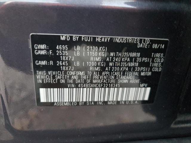 VIN 4S4BSANC6F3218345 2015 Subaru Outback, 2.5I Lim... no.13