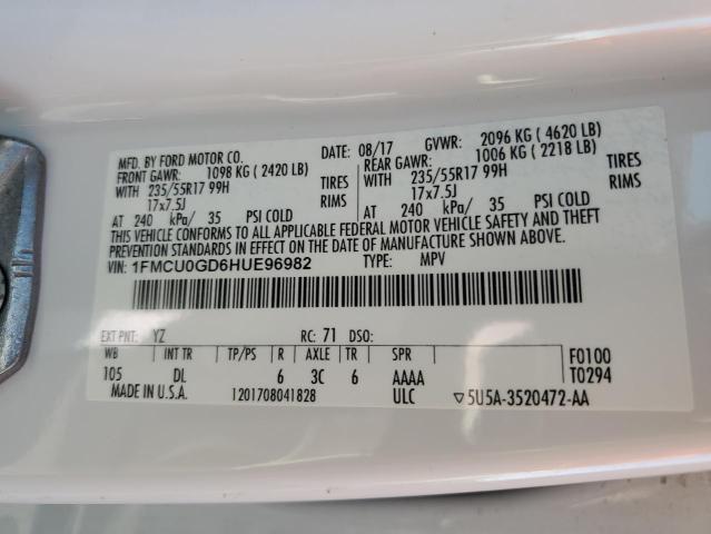 2017 FORD ESCAPE SE - 1FMCU0GD6HUE96982