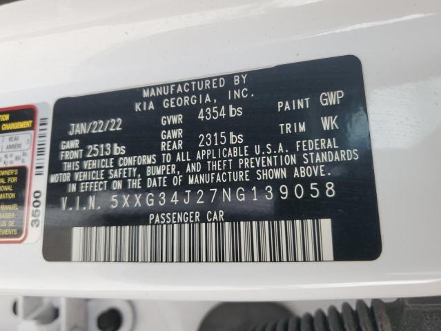2022 KIA K5 EX - 5XXG34J27NG139058