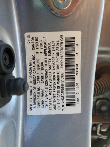 VIN 2HGFC2F51GH516908 2016 HONDA CIVIC no.12