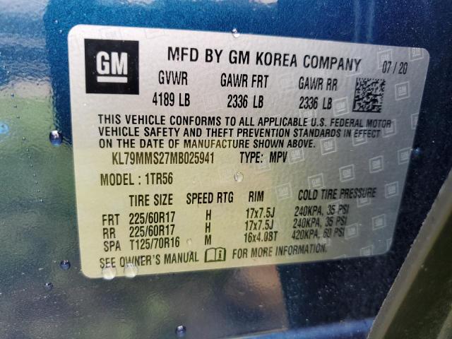 2021 CHEVROLET TRAILBLAZE - KL79MMS27MB025941