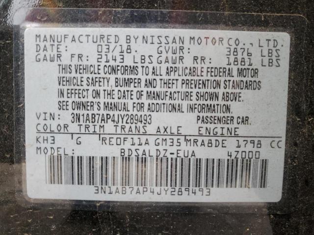 2018 NISSAN SENTRA S - 3N1AB7AP4JY289493