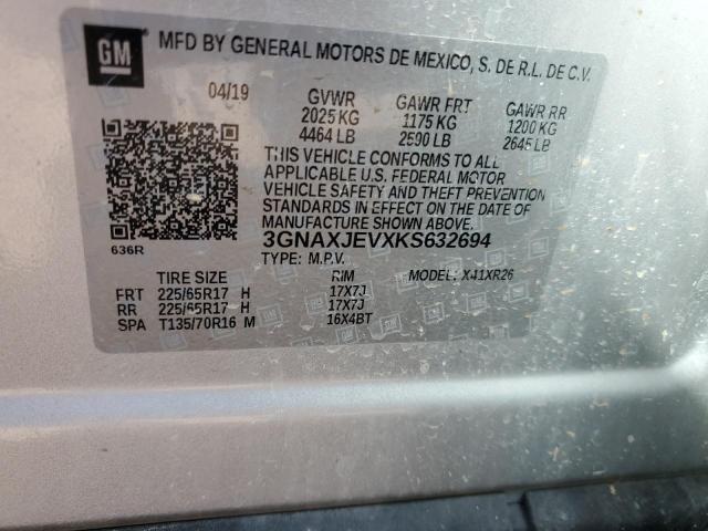 2019 CHEVROLET EQUINOX LT - 3GNAXJEVXKS632694