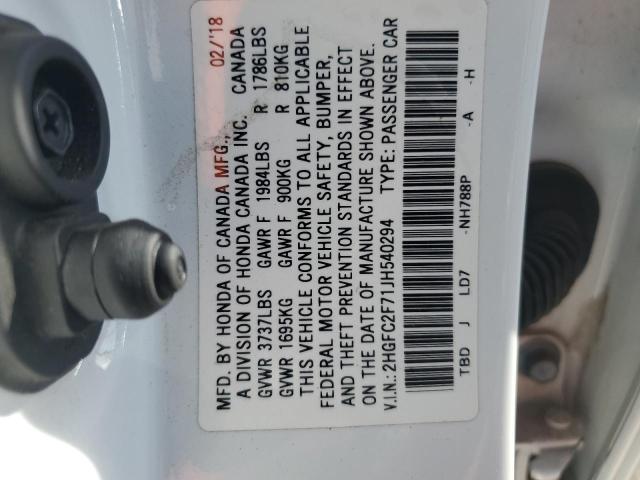 2018 HONDA CIVIC EX - 2HGFC2F71JH540294