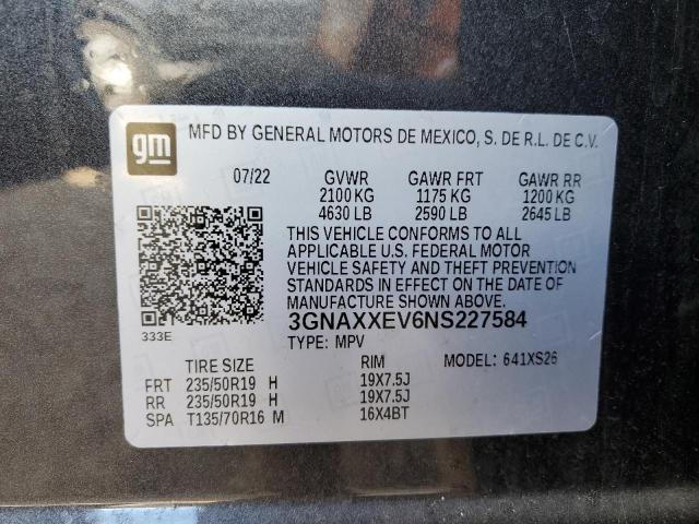 2022 CHEVROLET EQUINOX PR - 3GNAXXEV6NS227584