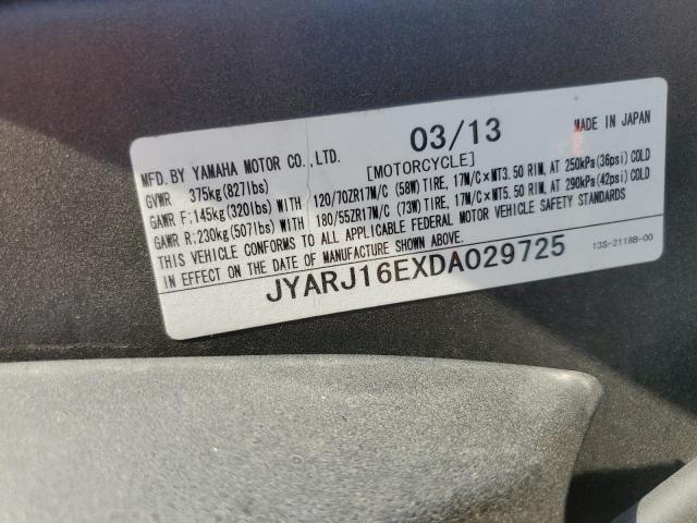 2013 YAMAHA YZFR6 JYARJ16EXDA029725