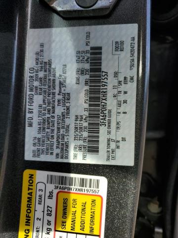 VIN 3FA6P0H7XHR197557 2017 Ford Fusion, SE no.12