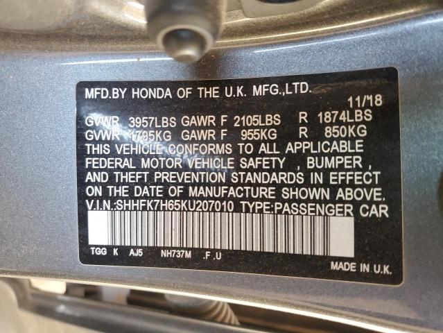 SHHFK7H65KU207010 2019 HONDA CIVIC